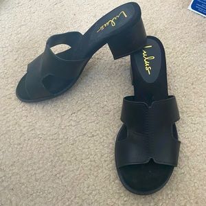 Lulus Black Leather Mules